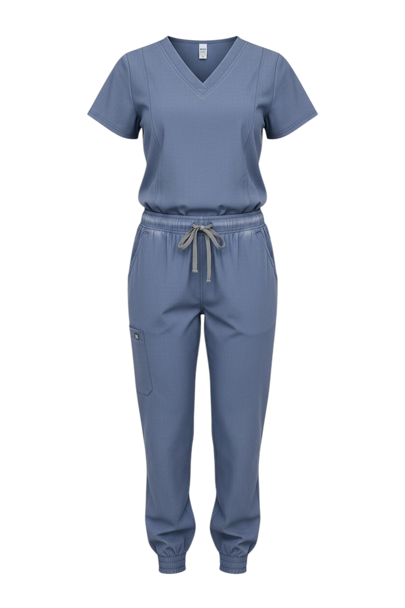 Ensemble de Sarraus Médicaux Bleu Pâle Col en V Style Jogger