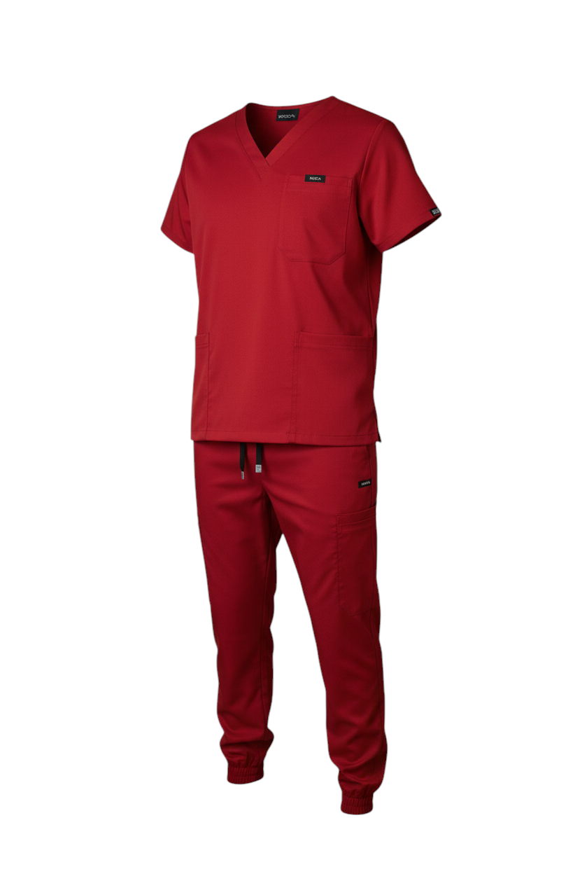 Ensemble de Sarraus Médicaux Rouge Vif Style Jogger