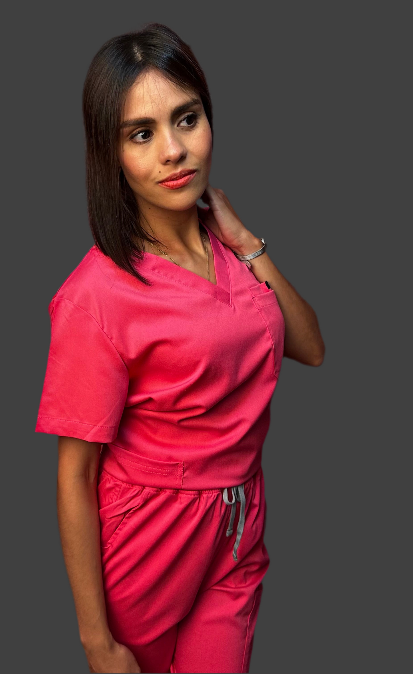 Ensemble de Sarraus Médicaux Rose Vif Style Jogger