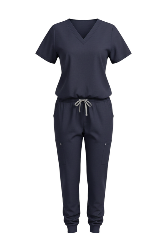 Ensemble de Sarraus Médicaux Bleu Foncé Col en V