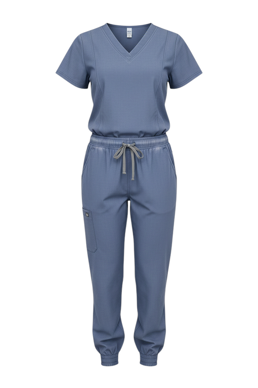 Ensemble de Sarraus Médicaux Bleu Pâle Col en V Style Jogger