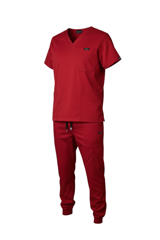Ensemble de Sarraus Médicaux Rouge Vif Style Jogger