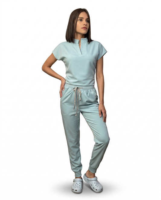 Ensemble de Sarraus Médicaux Bleu Pâle Style Jogger