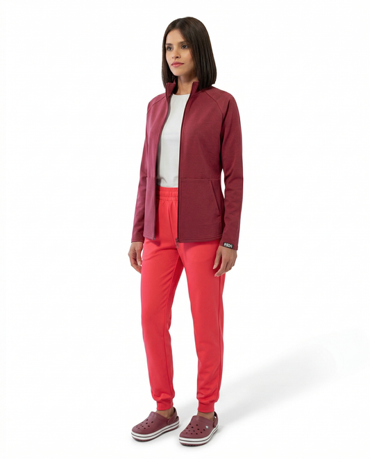 Sarrau Médical Rouge Bordeaux Col Chinois