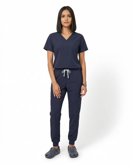 Ensemble de Sarraus Médicaux Bleu Foncé Col en V